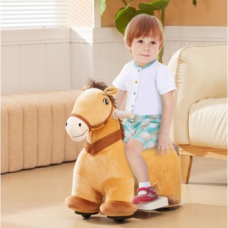 CHICFURN Pony elettrico per bambini 69 x 34 x 53 cm 6V marrone con musica, 1,5-3 anni (1/5)