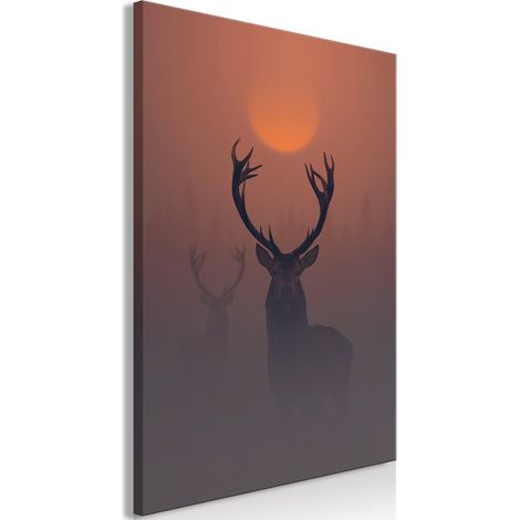 Tableau Cerfs dans le brouillard (1 Partie) Vertical - 60 x 90 cm (1/4)
