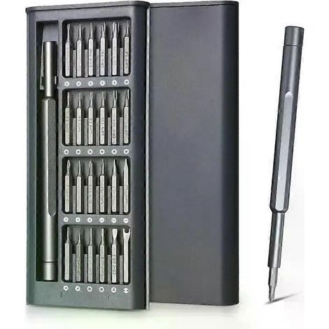 Jeu de tournevis de précision 25 en 1 : tournevis hexagonal à tête plate et magnétique, pour iPhone, PC, montre, appareil photo, lunettes - JXLGV (1/4)