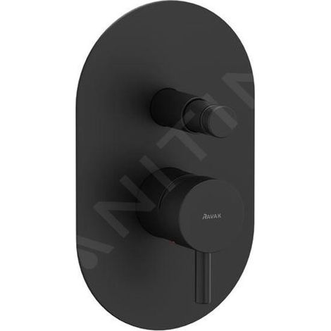 Ravak Espirit - Mitigeur encastré 2 sorties, avec corps d’encastrement, noir mat X070284 (1/4)
