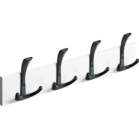Hettich Garderobenleiste 4 Haken Holz 50 x 13,5 x 5,3 cm weiß-schwarz Garderobenhaken