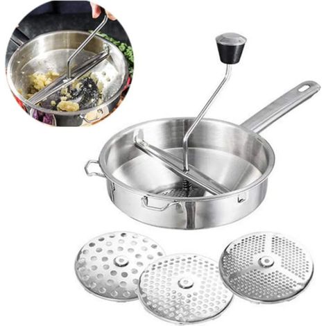 Moulin à main en acier inoxydable - Broyeur multifonction pour soupe, confiture, nourriture pour bébé, sauces (1/5)