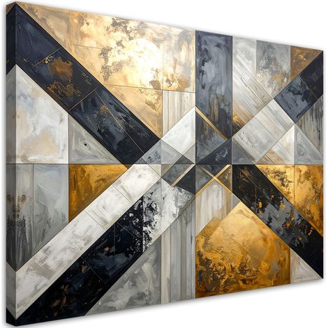 Stampe su Tela Astrazione geometrica grigio dorata 30x20 (1/5)