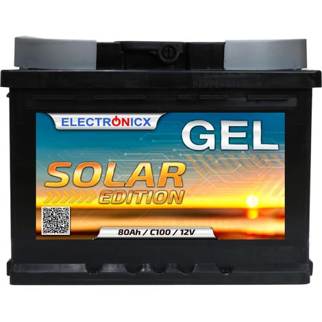 Solarbatterie 12V 80AH Electronicx Solar Edition GEL Batterie Solar Akku Versorgungsbatterie stromspeicher photovoltaik Camping Solaranlage Gartenhaus… (1/5)