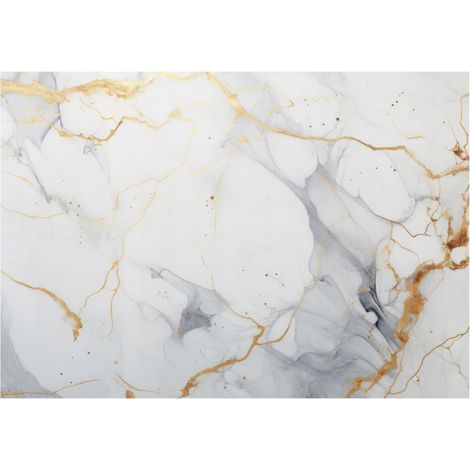 Papier peint marbre doré, blanc et gris, décoration murale – 400 x 280 cm Wallarena