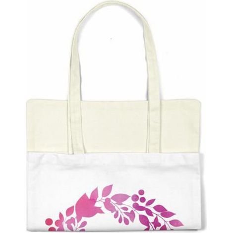 Sac shopping - Bonamaison TRGCTB105537 - Coton toile - Rose - 34 x 40 cm, anses 30 cm (1/4)