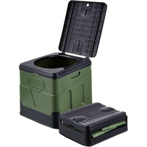 Toilette portable pour le camping Toilette pliante pour adultes avec couvercle Toilette pliante pour voiture Toilette portable pliante Seau sanitaire pour hommes femmes en voyage dans les embouteillag