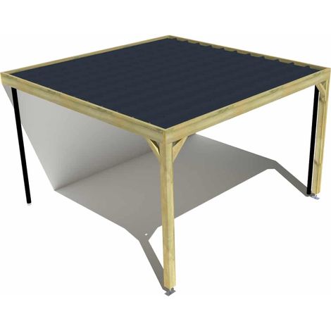 Carport bois • 4m x 4m • adossée • sens profondeur • livraison comprise