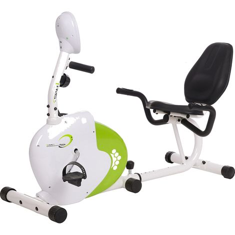 Bicicleta estática magnética reclinable, blanca/verde
