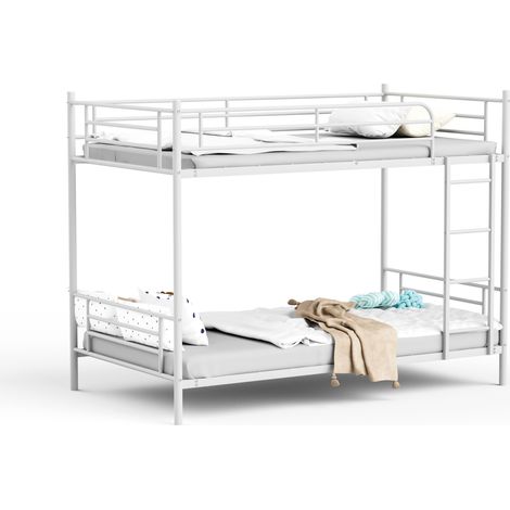 Letto a castello per bambini 90x190 cm in metallo bianco salvaspazio, senza materasso FloraGrace (1/5)
