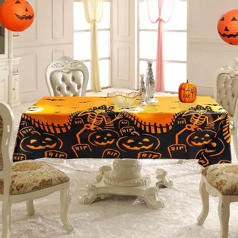Nappe de décoration Halloween, nappe citrouille d'Halloween, nappe en plastique pour décoration de table de cuisine. (1/5)
