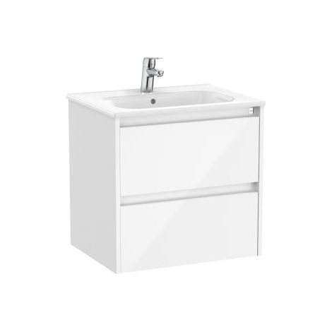 MUEBLE 600MM TENET 2 CAJONES CON LAVABO BLANCO BRILLO