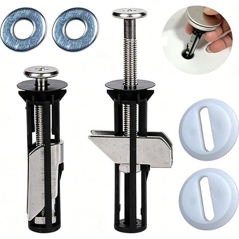 2 Set Universal Screws and Bolts for Toilet Seat, Solution for Loose or Broken Toilet Seat, Easy Repair for Bathroom Maintenance, Toilet Seat Fixing Set in Black and White (1/5)