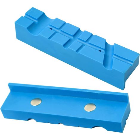 Lot de 2 coussinets magnétiques de 15,2 cm pour étau - Design multi-rainures - En caoutchouc TPU durable - Mâchoires souples universelles (1/5)