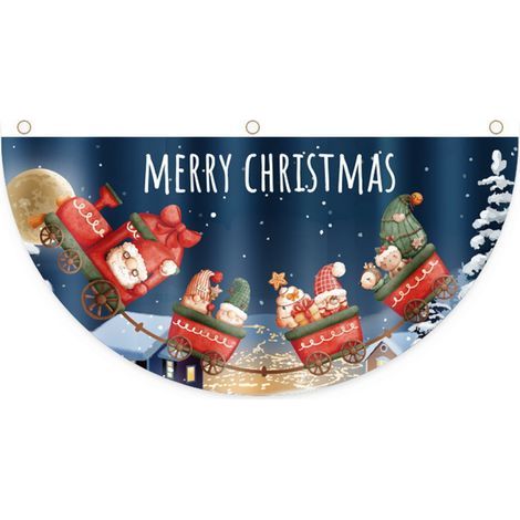 Éventail décoratif de Noël pour extérieur, drapeau suspendu aux portes, décoration de fête, 2 pièces, rouge et vert (1/5)