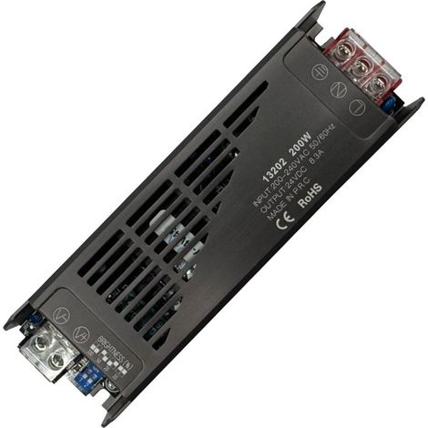 gloca Alimentatore Dimmerabile 24V, Trasformatore AC 200-240V a DC 24V Regolabile, Certificato CE RoHS, per Strisce LED e Illuminazione (200W 8.3A) (1/4)