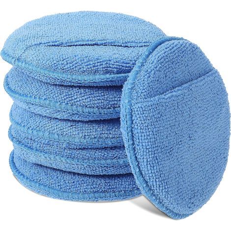 Set mit 6 Mikrofaser-Wachsapplikatorpads für die Autopflege, Mikrofaser-Applikatorpads mit Fingertaschen, geeignet für Autos, LKWs, Boote, Reinigung und Feinpolitur (13 cm)