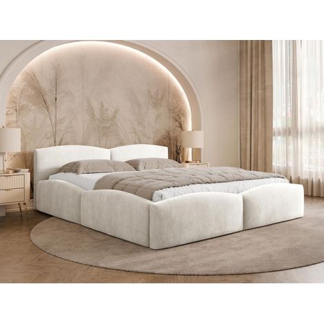 Carla - lit coffre - 140x200 cm - velours texturé - sommier inclus - beige