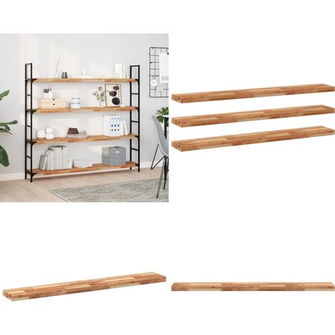 Schweberegale 3 Stk. 160x20x4 cm Massivholz Akazie Ölbehandelt - Wandregal - Akazienholz (1/5)