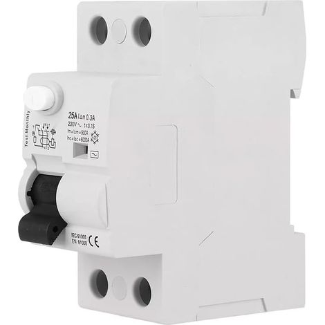 Interrupteur différentiel 1P+N 40 A 0,030 A 6 kA - Protection contre les surcharges et les fuites électriques dans les installations électriques. (1/2)