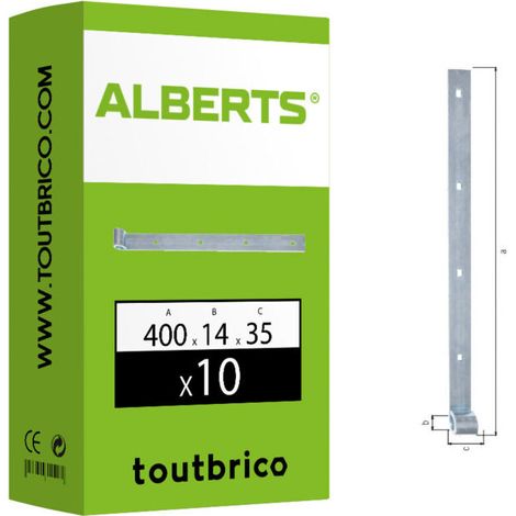 10 pentures droites zingué Ø14 x 400 x 5mm -