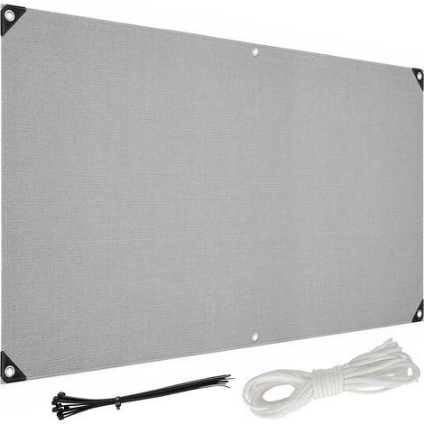 Voile d'ombrage rectangulaire avec œillets - Avec cordes de fixation et serre-câbles - Tissu d'ombrage - Protection UV à 95 % - Pour jardin, terrasse, balcon, camping - 1 x 2 m - Gris (1/5)