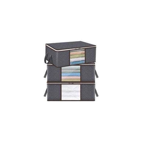 Aufbewahrungsbox für unter das Bett – 3-teilig, 35 l faltbar mit Sichtfenster – Grau, für Bettdecken/Kleidung/T-Shirts (1/5)