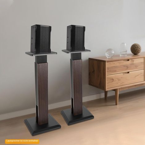 Lot de 2 supports de haut-parleurs extensibles pour haut-parleurs et boîtes, support de sol, support HiFi, réglable en hauteur pour satellites, support universel, jusqu'à 30 kg, couleur noyer (1/5)