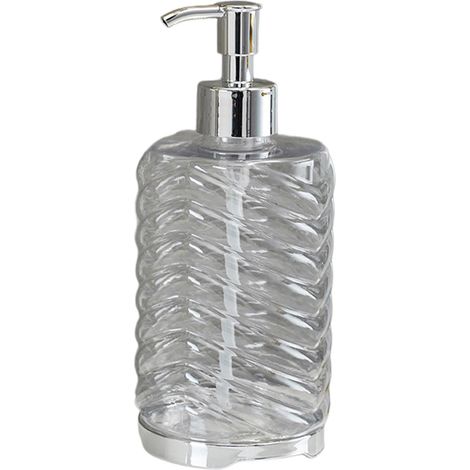 Flacone dispenser di gel igienizzante mani in plastica da 420 ml – Bianco trasparente, con pompa, a prova di perdite, adatto per lavandini di bagno/cucina/WC (17,3 x 7,3 x 7,3 cm) (1/4)