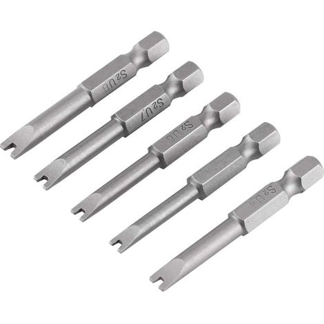 Lot de 5 embouts de tournevis en acier allié S2, longueur 50 mm 1/4" à tige hexagonale, jeu d'embouts de tournevis magnétiques en forme de U, embout en forme de U, pour électricien, réparation mécaniq (1/5)