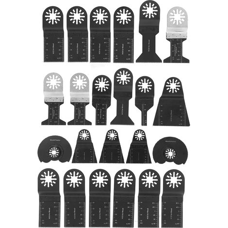 Kit de 23 lames pour scie oscillante en acier haute teneur en carbone, idéal pour couper plastique, bois et métaux tendres. (1/5)