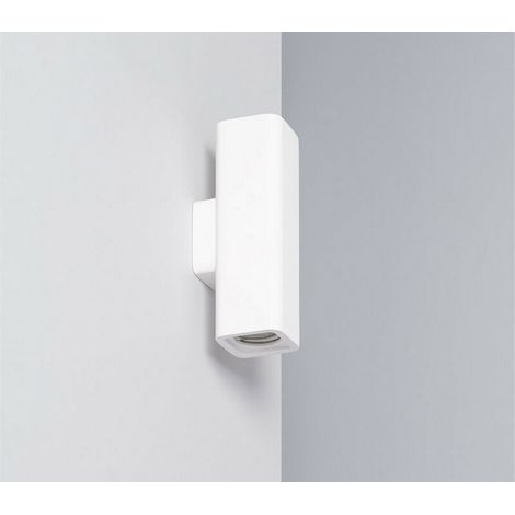 Applique Lampada Parete Interno Cilindro Gesso Bianco Moderno Doppia Luce GS5038