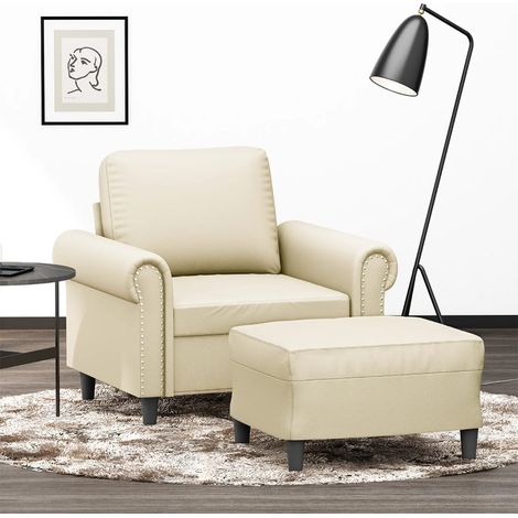 Sessel mit Hocker Creme 60 cm Kunstleder vidaXL (1/5)