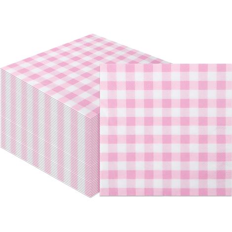 40 x Party and Birthday Napkins, 33 x 33 cm, Table Decoration Napkins, Cocktail Napkins, Ideal for Parties, Weddings, Picnics, Baby Showers, Gingham Pattern (1/5)