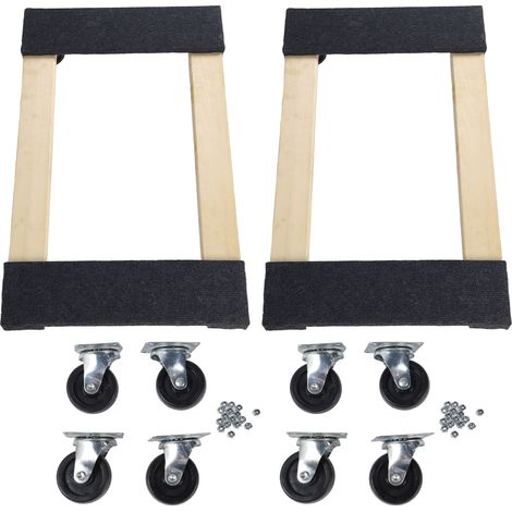 2 chariots de déménagement robustes, plateau recouvert de moquette antidérapant, transport d'électroménagers et marchandises, finition antirouille pour parquet (1/5)