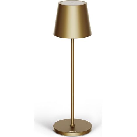 Lampe de Table Sans Fil - Lampe Bureau Led Rechargeable - Lampe à poser tactile - Connecteur USB-C - Lampes Rechargeables Design Intérieures et Extérieur - Or Bruni (1/5)