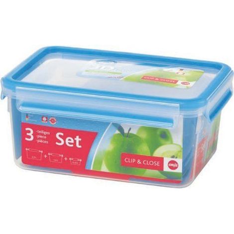 Emsa 508566 Boîtes de rangement Clip & Close 0,55 L/1 L/2,3 L 3 pièces Bleu (1/5)