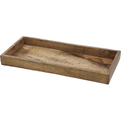 Mango Dekoschale eckig - klein / 34 x 12 cm - Holz Kerzentablett mit Rand - Holzschale Tischdeko Kerzenschale Holztablett Kerzenteller Deko Tablett