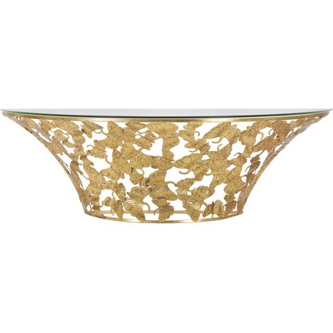 Console suspendue en métal doré avec feuilles cm 120x40,5x37,2 (1/5)
