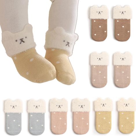 paires de chaussettes chaudes et épaisses à motifs pour bébé nouveau-né - Chaussettes thermiques confortables d'hiver pour filles et garçons (nourrisson/tout-petit) (1/5)