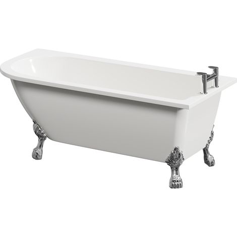 Oxford 1700mm x 750mm Right Hand Single Ended Freestanding Shower Bath with Chrome Tiger Feet (1/5)