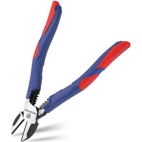 – Pince coupante diagonale 196mm – Fonction de coupe et dénudage – Pour fils de 1,3 à 2,6mm – Poignée ergonomique bi-matière (1/5)