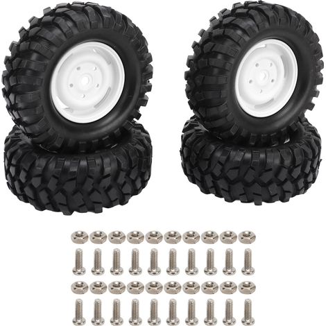 4 Pièces Pneus RC en Caoutchouc de Rechange pour Véhicule Tout-Terrain, Diamètre 96MM, Blanc (1/5)