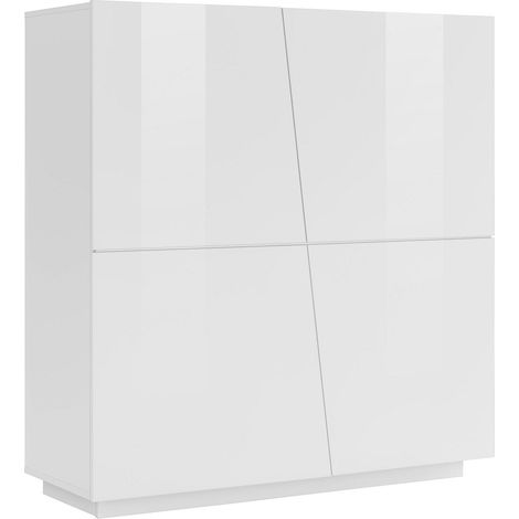 Credenza 4 Ante push-to-open 120x43x126 cm Vega Bianco Lucido (1/4)