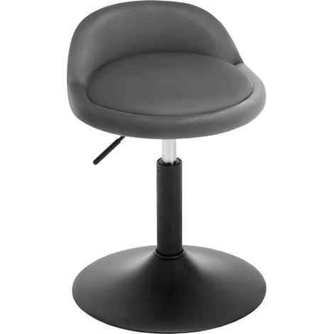 WOLTU Juego de 1 taburetes de bar de terciopelo, sillas de bar ajustables y giratorias, gris oscuro + negro