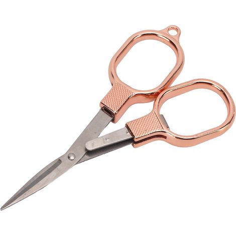 Ciseaux à broder à lame tranchante, pliables, portables, couleur or rose, en acier inoxydable, pour la découpe du tissu (1/5)