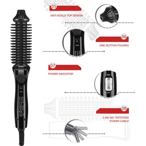 Brosse à cheveux pliable en céramique tourmaline anionique, fer à friser, outils de coiffure (1/5)