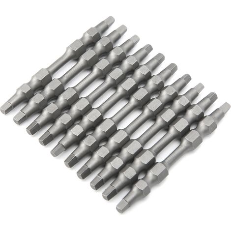 Packung mit 10 doppelseitigen, magnetischen, elektrischen Vierkant-Schraubendreherbits für Industriebedarf, 6,35 mm (1/5)