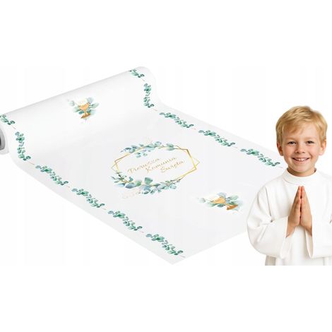 Camino de mesa de comunión con hojas de eucalipto, estilo bohemio, mantel IHS, Santa Comunión, 5 m (1/4)