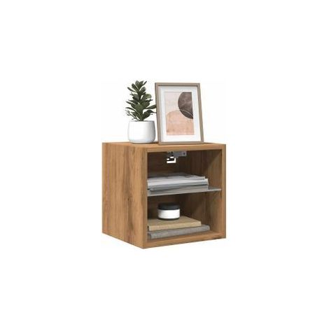 Meubles TV muraux lumières LED 2 pcs chêne artisanal (1/5)
